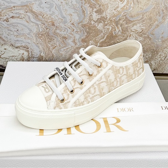 Dior Beige and White Women's Sneakers - Picture 2 of 9